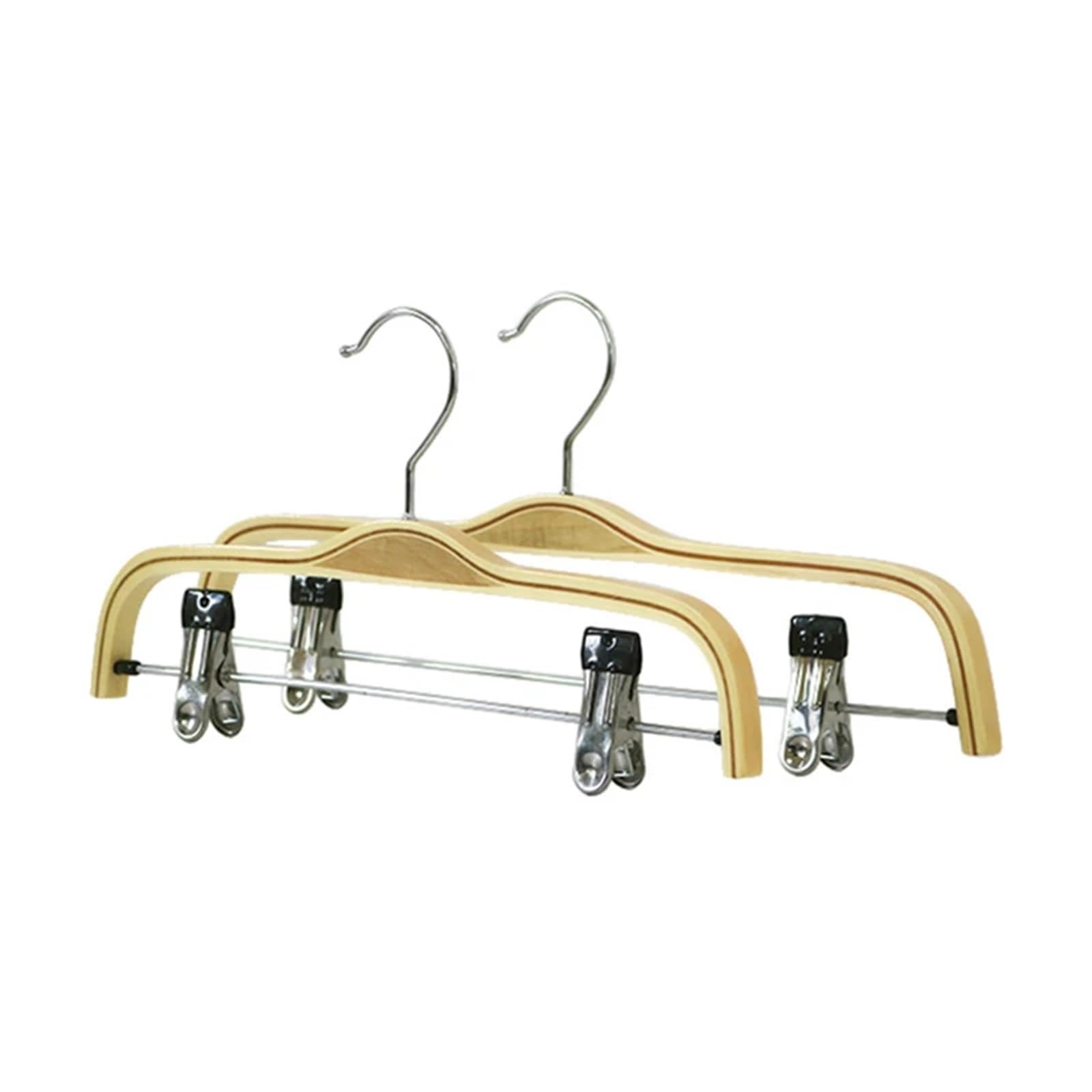 Kleiderbügel Hosen 37 cm rutschfeste Kleiderbügel for den Heimgebrauch von Erwachsenen, Sperrholz-Kleiderbügel mit Klammern for Hosen, 5 Stück