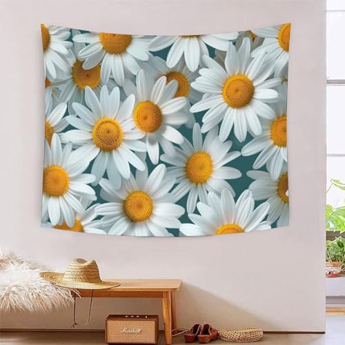 Tapisserie murale chrysanthème pour cacher un mur blanc sans peindre en dortoir