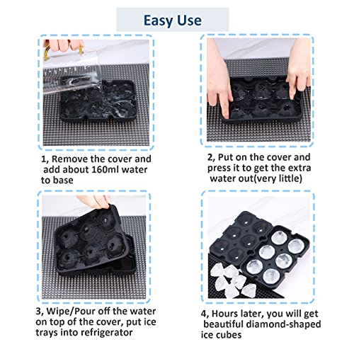 Sawnzc Ice Cube Trays, Diamond Ice Cube Molds Reusable Silicone Flexible 6-Ice Trays Maker With Lid For Chilling Whiskey Cocktails, Easy Release Stackable Ice Trays With Covers(Update Version) #TOP5