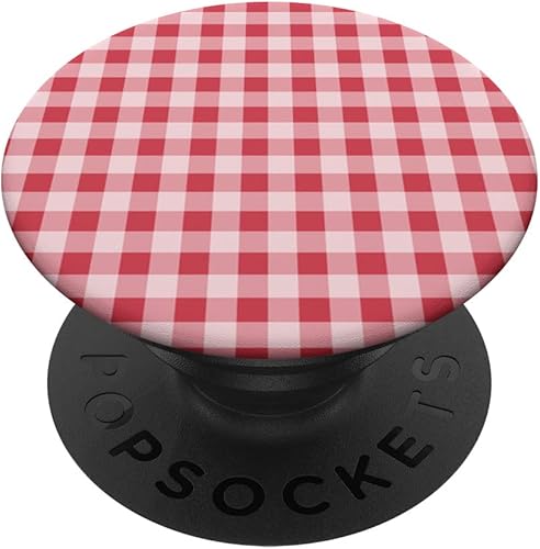 PopSockets intercambiables con patrón de cuadros rojo y blanco
