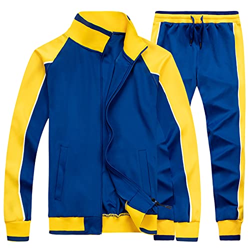 amropi Survêtement Homme Ensemble Veste Sweat et Pantalon Jogging Combinaison de Sport Bleu...