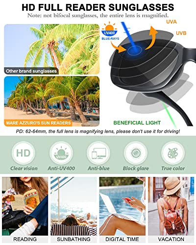 MARE AZZURO Wide Reader Sunglasses Women Fashion Chunky Sun Reading Glasses 1.0 1.25 1.5 1.75 2.0 2.25 2.5 2.75 3.0 3.5 4.03