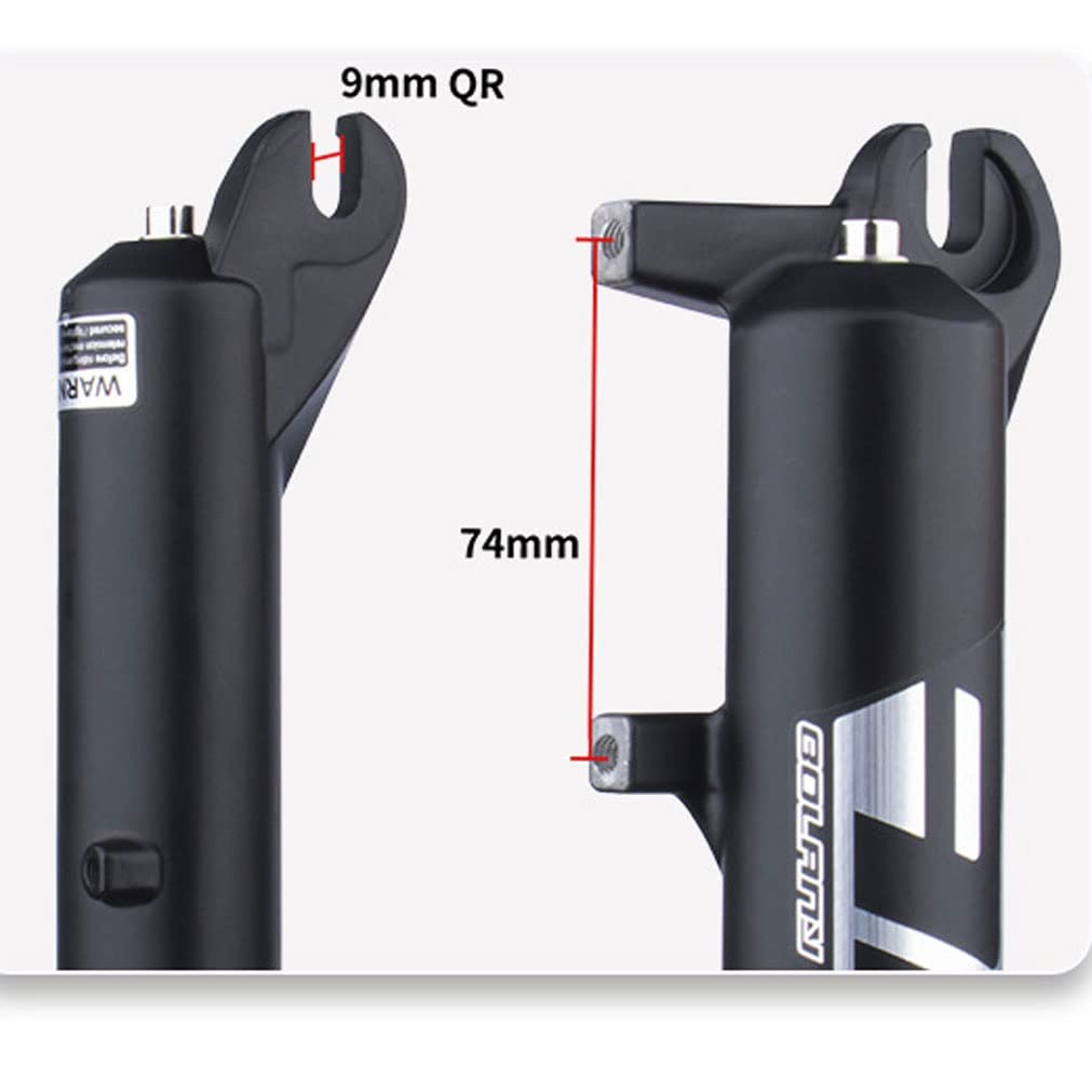 Horquilla De Suspensión De Bicicleta De Nieve De 26x4,0'' MTB Horquilla De Aire Gruesa 110mm De Viaje 28,6mm Tubo Recto Bicicleta Eléctrica Horquilla QR 9x135mm, Bloqueo Remoto (Color : Black)