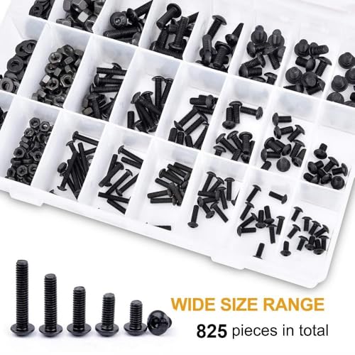 Image of Epi-Torque; The Epic Torque #Doityourself High Tensile Button Head Bolt M3 M4 M5 Assorted Lengths 6MM-30MM Pack of 825 Pcs with Plastic Box Assortment