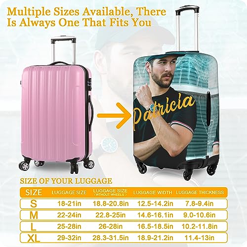 Custom Luggage Cover Personalized Luggage Cover Customize Your Photo Text Logo Name Double-Sided Elastic Washable Customizable Print Suitcase Sleeve Protector for Women Men for Travel (XL)4