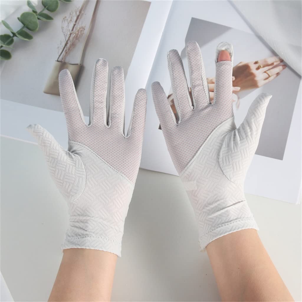 Women's Gloves Thin Short Driving Breathable Ice Silk Lace Flip Touch Screen Fingerless
