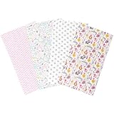 Pink Safari 4 Pack Flannel Baby Burp Cloth Set - Jungle Animal and Geometric 100% Cotton