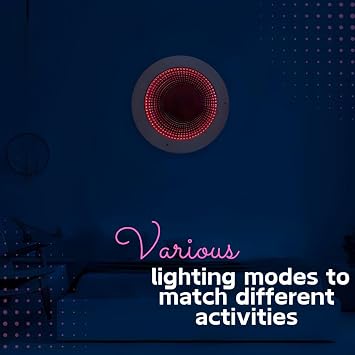 Playlearn Large Infinity Mirror Tunnel Light Round Wooden Frame with Remote Control - 50cm Sensory LED Tunnel Infinity Mirror USB Powered LED Lighting Sensory Room Décor [Energy Class C]