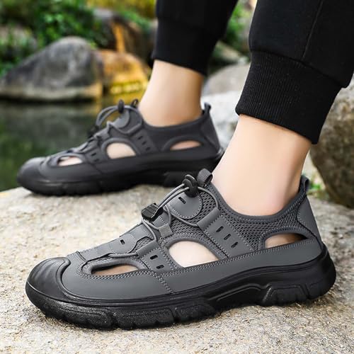 Men's Summer Closed Toe Sandals Breathable Outdoor Walking Shoes for Beach Travel Casual Comfort Lightweight Slip3