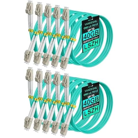 VANDESAIL OM3 Fiber Patch Cable, 10G/40G LC to LC Fiber Optical Patch Cables Multimode Duplex 50/125µm LSZH -2M 10Pack Cover