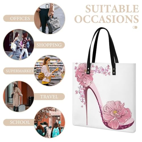 Sac à bandoulière fleur talons hauts grand format 39x39cm imprimé mode - 7