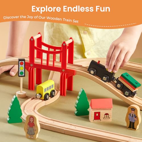 Tiny Land WT0001 Wooden Train Set For Toddler thumb #1