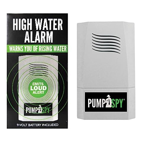 PumpSpy Battery Operated High Water Alarm - Water Detector Alarm w/ 6-Foot Water Level Sensor Extension, Loud Water Sensor Alarm, Easy to Install Water Leak Detector, Water Leak Sensor w/ Battery Cover