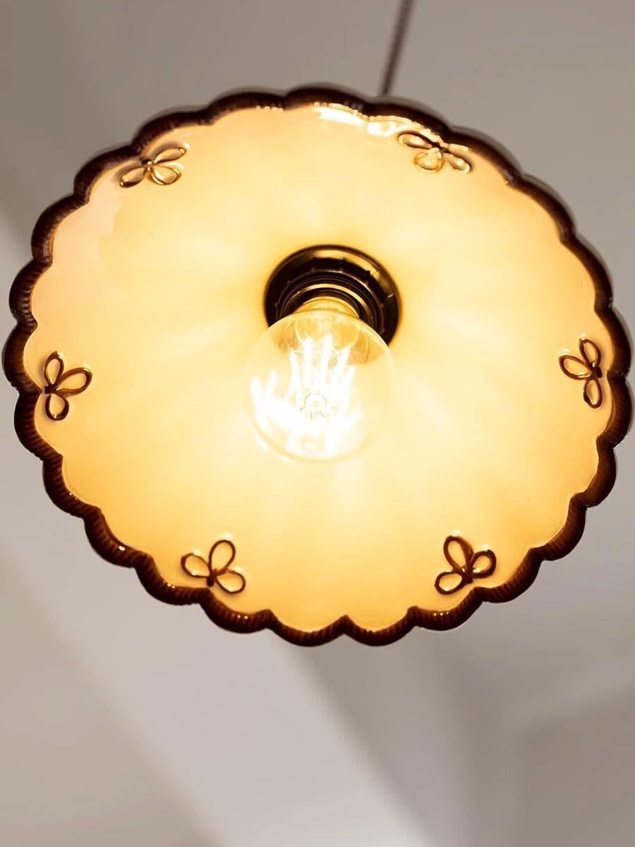 Lampada sospesa ceramica campagna francese crema retro conchiglia