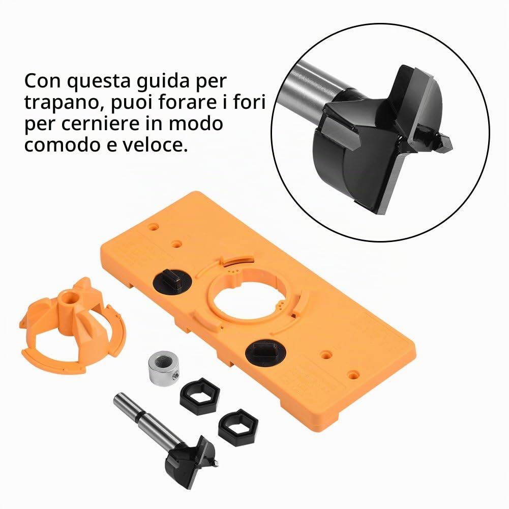 35 mm Cup A scomparsa cerniera Jig Boring template/forature di guida di foratura hole cutter bit set, porta punte Forstner, per falegname falegnameria DIY Tools