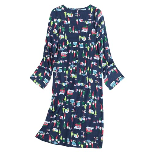 Image of American Trends Nightgowns for Women Long Sleeve Cotton Blend Sleepwear, Knee Length Night Gowns Sleepshirts House Lounge