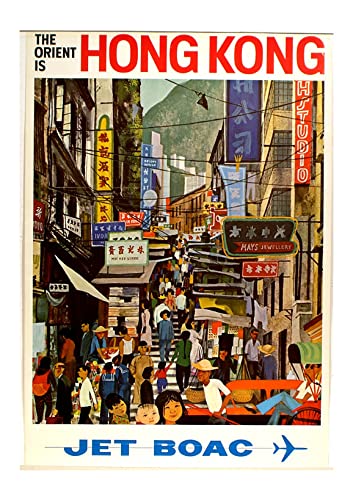 Affiche Hong Kong Jet Boac pour un salon au style voyage rétro