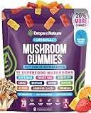 Drops Of Nature Mushroom Gummies 10-in-1 with KSM-66 Ashwagandha – Lions Mane Turkey Tail Cordyceps Shiitake Tremella Oyster Agaricus – Vegan Functional Mushroom Supplement (Mixed Fruits, 70 Gummies)