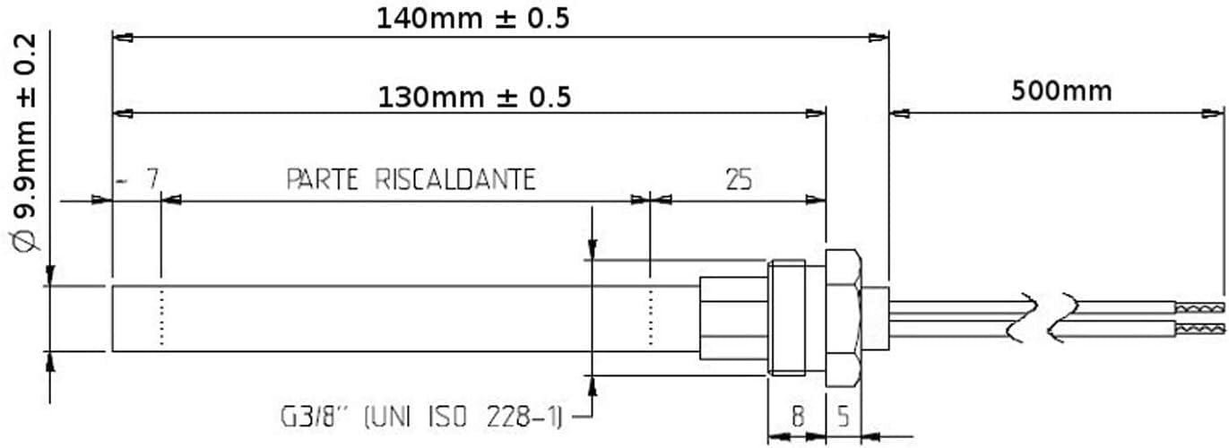 ERICAMBI®, Resistenza Candeletta Cartuccia Accensione per Stufe a Pellet HT62647 con Raccordo Filettato 3/8" Gas, Lunghezza Totale 140 mm - Potenza 270W, per Modelli Qlima Ravelli Ecoteck Adler Amg