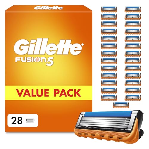 Gillette Fusion5 Rasierklingen für Männer, 28 ORIGINAL Ersatzklingen, Klingen für Herren mit größerem Gleitstreifen für Sanftes Gleiten und 5 Klingen für eine Gründliche und Komfortable Rasur