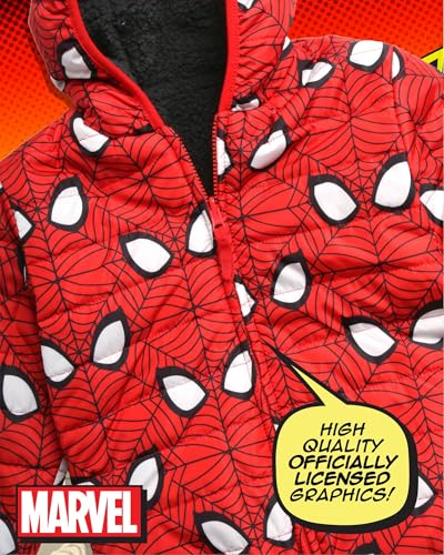 Image of Marvel Spider-Man Boys Puffer Jacket Reversible Sherpa Fleece Lining Coat
