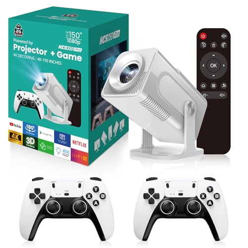 HCS350 Pro Projector and game,Retro 4K Smart Game Projector 1280*1080P Built-in 30000 Games,Portable...