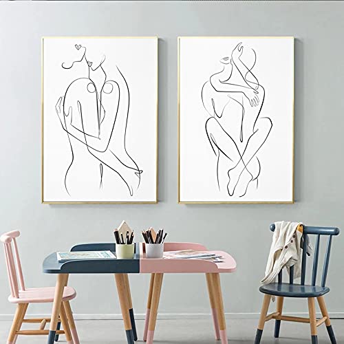 Peinture abstraite couple 60x90cm de KEBIA : affiches et impressions sur toile sans cadre