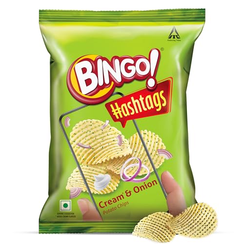 Image of Bingo! Hashtags Cream & Onion Potato Chips, 58 grams /53 grams /56.6G(Weight may vary)