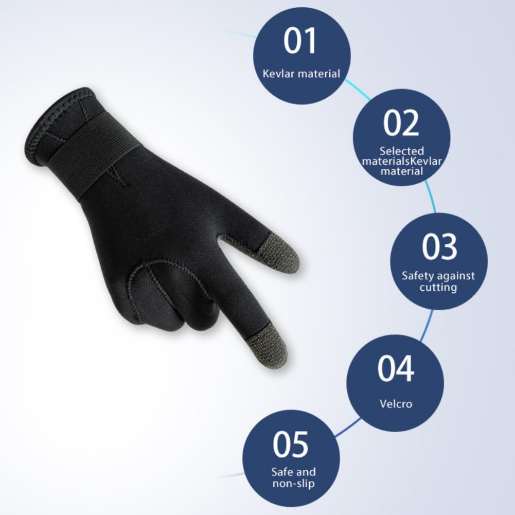 Tauchhandschuhe 3 mm Neopren-Schwimmhandschuhe, Schnorchel- und Tauchausrüstung, warm halten, Kratzfest, Speerfischen, Tauchen, Kajakfahren, Surfen Neoprenhandschuhe (Color : Noir, Size : M)