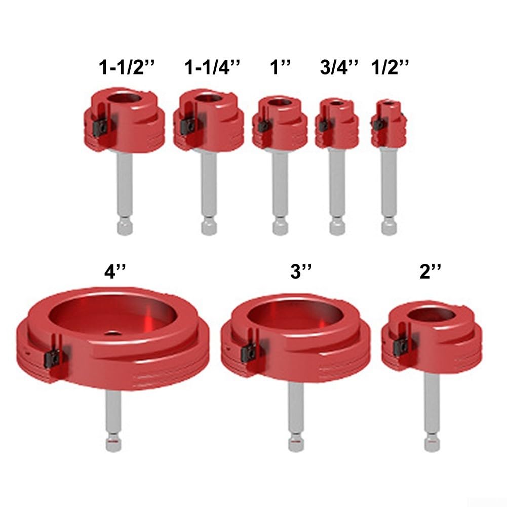 Kit de escariador de PVC de 8 piezas para taladro, juego de herramientas de ahorro de accesorios de tubería de aleación de aluminio de 1/2-4 pulgadas para quitar tuberías rotas de