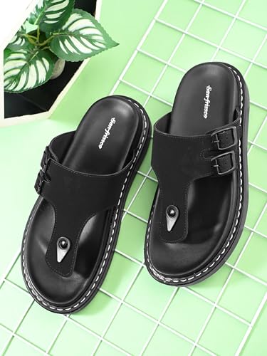 Image of San Frissco Men's Sandals with Round Toe | Perfect Fit for Summer and Rainy Season Anti-Slippery with PU Footbed Easy to Walk Slipper, Chappal | Stylish Casual Comfortable Floaters for Men