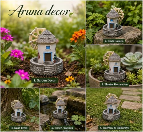 Image of Miniature Resin Windmill Garden Miniatures Tray Garden Figurine Dollhouse Accessory