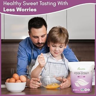 Durelife 100% Pure stevia extract sweetener 8 oz | No Erythritol, NON-GMO Project Verified, No Fillers, Zero Calorie Sugar Substitute | No Aftertaste | Micro-Spoon Included | over 5000 servings | 8 oz