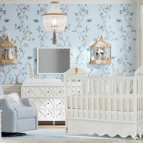 Image of Brandream Scallop Edge Organic Cotton Crib Skirt, Baby Boy, Baby Girl, Gender Neutral Crib Skirt Toddler Bedskirt Farmhouse Chic Nursery Crib Bed Skirt, Boho Bohemian Solid Cream White Skirt