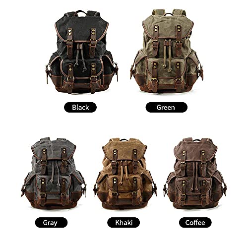 Large Capacity Leather Canvas Backpacks For Men School Bags Vintage Waterproof Daypack Laptop Backpack Bag2