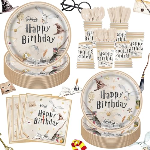 140PCS Birthday Party Paper Plates Napkins Paper Cups Dessert Plates Kids Boys Birthday...