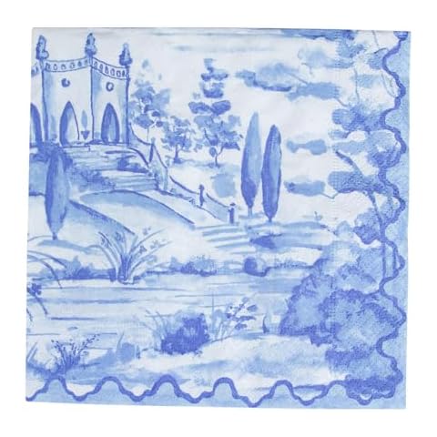 Caspari Blue Tuscan Toile Luncheon Napkins Cover