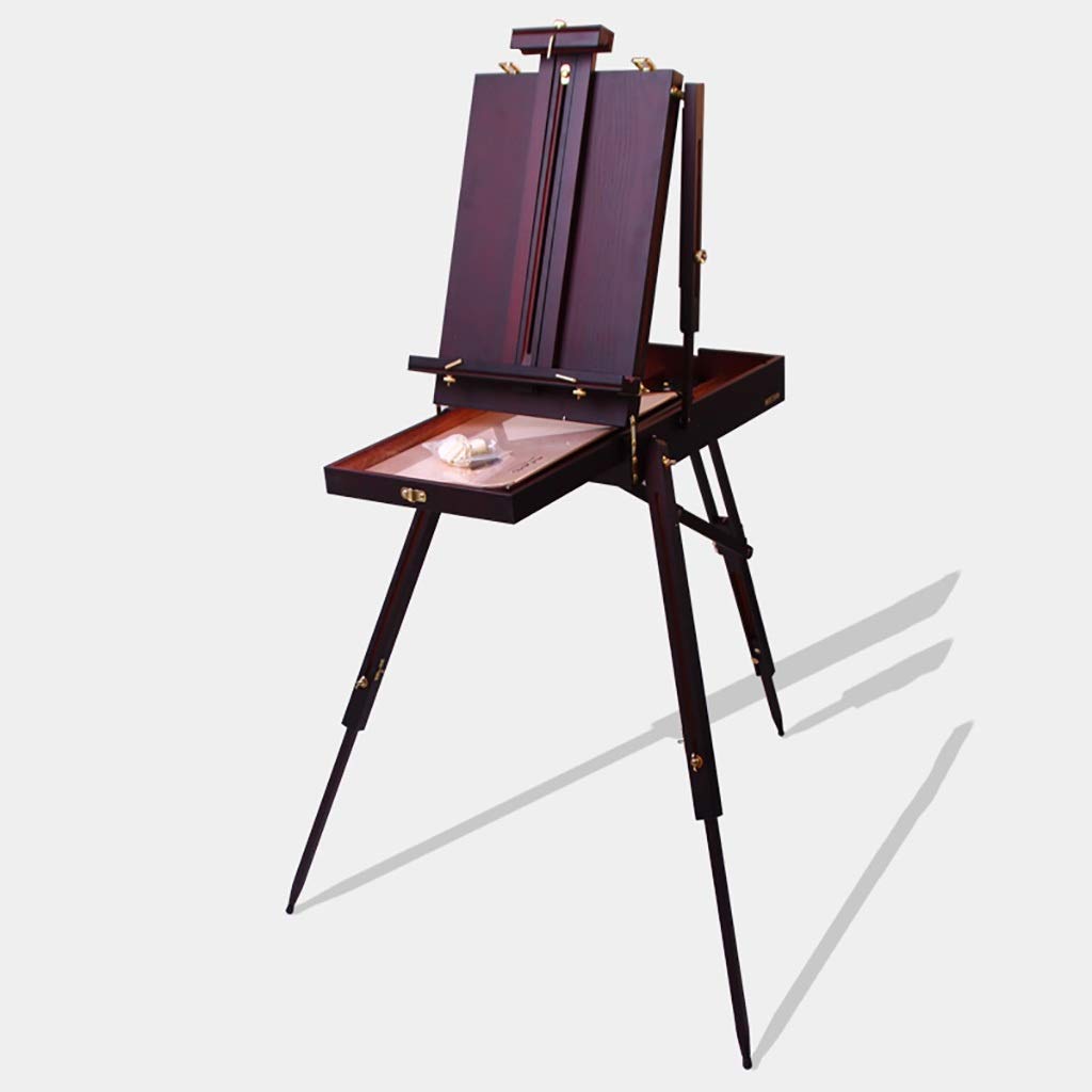 CWCQGH Display Easel Drawing Board Portable Pine Easel Portable Sketch Aluminum Leg Oil Easel Beech Color Easel Oil Painting Box (D)