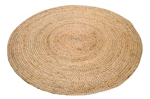 Image of VASAC Jute Braided Natural Rug Hand Woven & Reversible for Living Room Kitchen Entryway Rug, Jute Burlap Braided Rug, Farmhouse Rag Rug, Rustic Rug (40CM feet Doormat, multe)