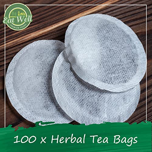 Eat Well Ginger Tea Bags - 100 Bags, 7 Oz, Bulk Size, 100% Natural Ginger Root Tea, Tea For Home Or Office, Herbal Tea Bags, Herbal Tea Gift, 100 Herb Tea Bags In Re-Sealable Pack #TOP3
