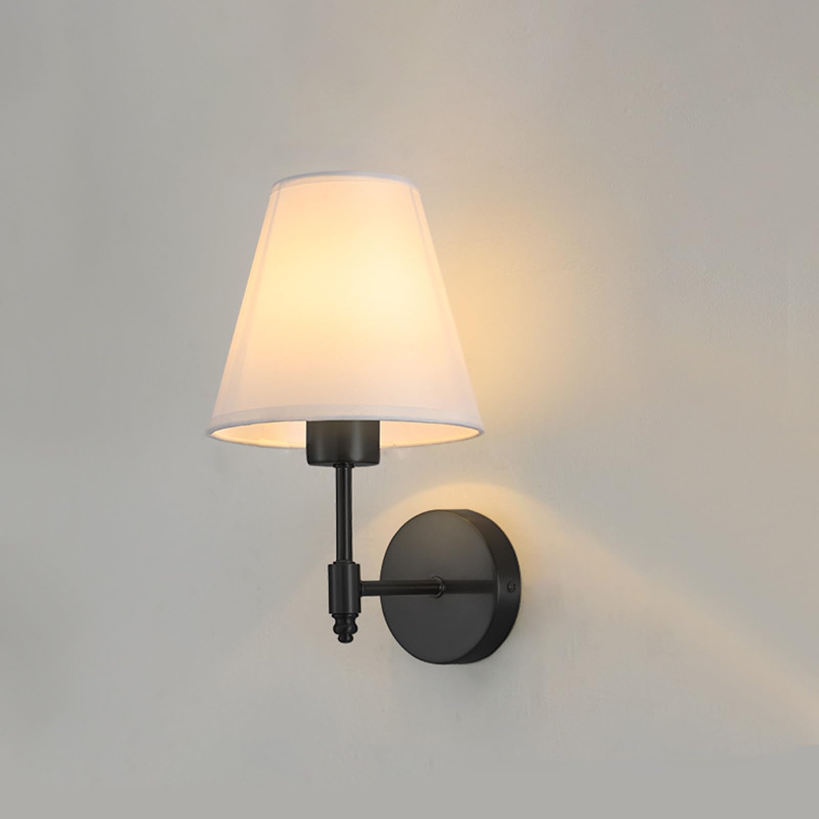 Wandleuchte E27 für den Innenbereich mit Stoffschirm, Moderne Vintage-Wandleuchte, Nachttischleuchte aus Metall für Schlafzimmer, Wohnzimmer, Flur (Leuchtmittel Nicht enthalten)