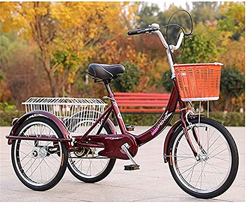 Triciclo para adultos, triciclos de 3 ruedas para compras y viajes, bicicletas con canasto para mayores, mujeres y hombres, modelo cruiser de 20 pulgadas y velocidad única miniatura 2