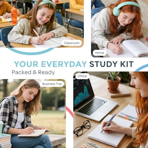 Image of Nicpro School Supplies with Cute Pencil Case, 39 PCS Blue | Back to School Stationery Set, Essentials for College Nursing Student, 12 Pastel Highlighter, 6 Mechanical Pencil, 5 Gel Pen