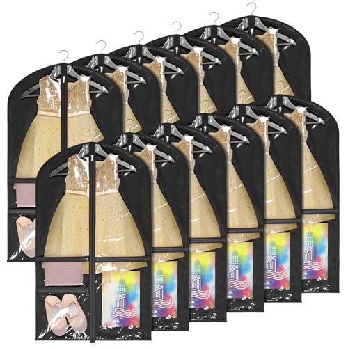Univivi 40 Inch Dance Costume Garment Bags for Dancers, Black, 12 Pack