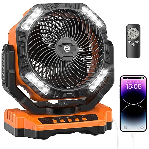 40000mAh-Rechargeable-Fan-Battery-Operated-Oscillating-Outdoor-Fan-Battery-Powered-Table-Fan-for-Home-Hurricane-Jobsite-Garage-Portable-Tent-Fan-with-Remote-Light-Hook-for-Camping-Trip-RV