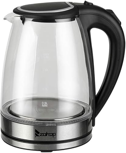 Hervidor eléctrico con vidrio, hervidor eléctrico de vidrio y tetera con controles de temperatura, 110 V, 1500 W, 1,8 L, hervidor eléctrico de