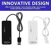 Vista 6 de Adaptador de audio USB Hubs, tarjeta de sonido estéreo externa con auriculares y micrófono de 0.138 in y conector USB para Windows, Mac, Linux, PC