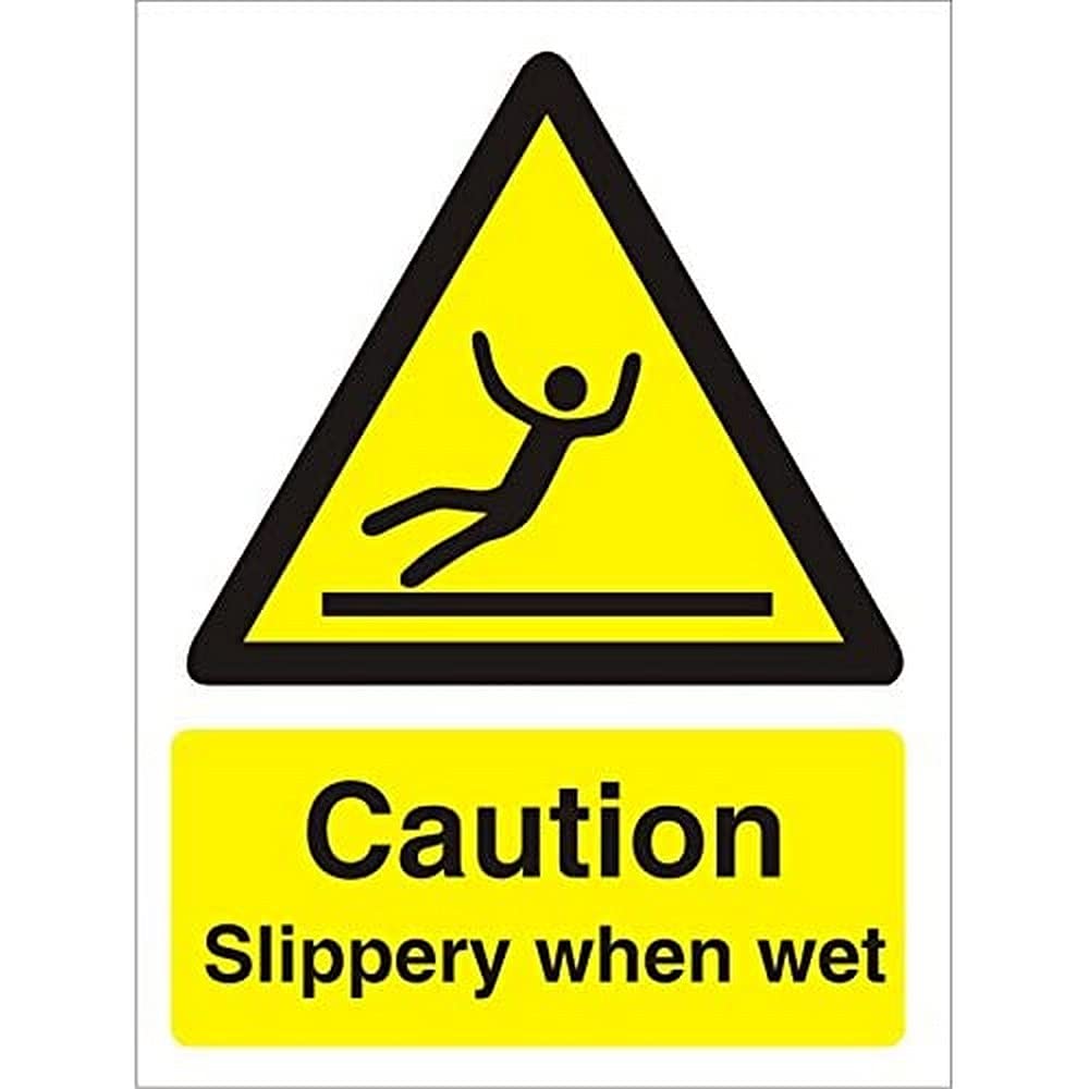 Seco Caution Slippery When Wet Sign, 150mm x 200mm - Self Adhesive Vinyl