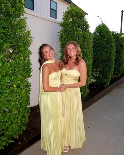 Dessiny Strapless Scarf Bridesmaid Dresses for Women 2025 Ruffles Pleated Satin Maxi Dresses with Scarf DE3382