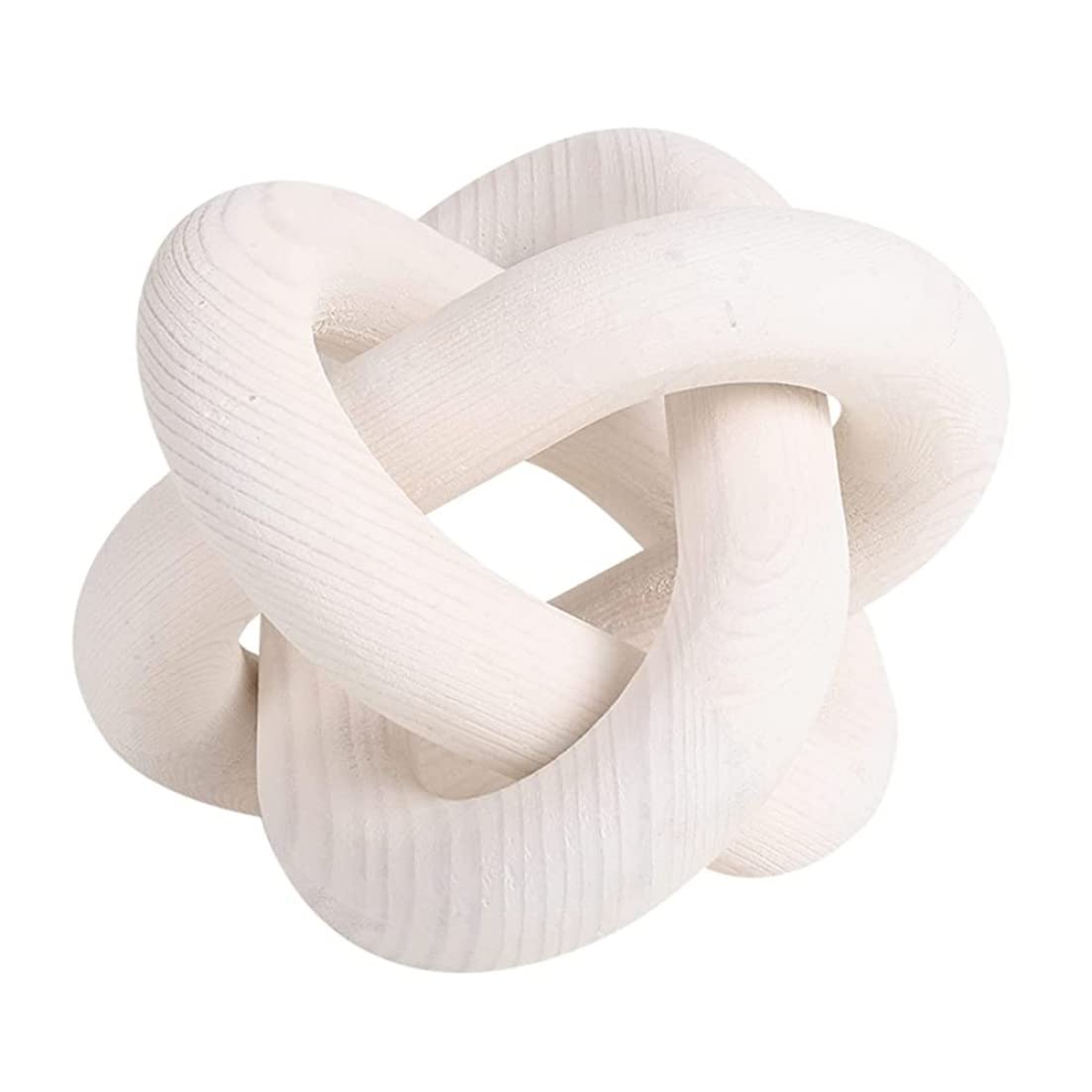 Whyzsjnclg Wood Chain Link Decor White 3 Link Wood Knot for Coffee Table Decor, 6 Inch Carved Decorative Chain Knot